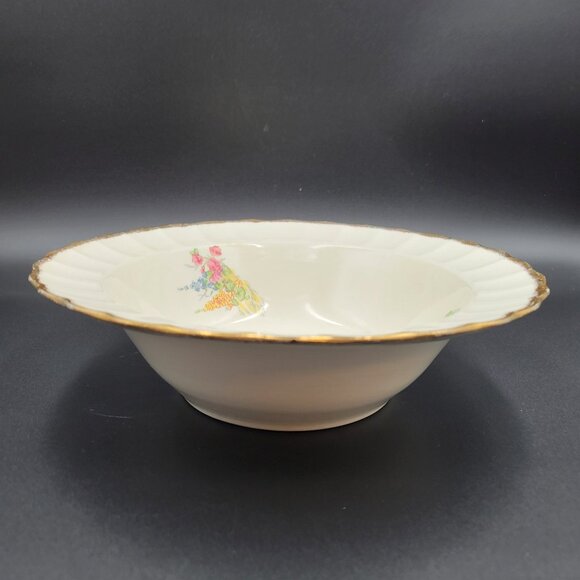 Vintage Hollyhock Bowl Sovereign Potters Canada Earthenware Gold Rimmed Read - Picture 7 of 13